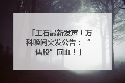 王石最新发声！万科晚间突发公告：“售股”回血！