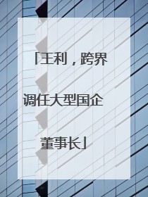 王利，跨界调任大型国企董事长