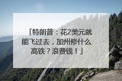 特朗普：花2美元就能飞过去，加州修什么高铁？浪费钱！