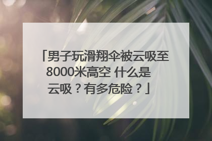男子玩滑翔伞被云吸至8000米高空 什么是云吸？有多危险？