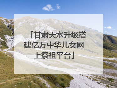 甘肃天水升级搭建亿万中华儿女网上祭祖平台