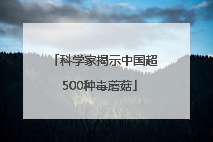 科学家揭示中国超500种毒蘑菇