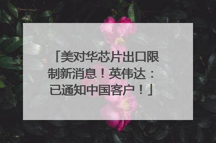 美对华芯片出口限制新消息！英伟达：已通知中国客户！