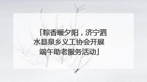 粽香暖夕阳，济宁泗水县泉乡义工协会开展端午助老服务活动
