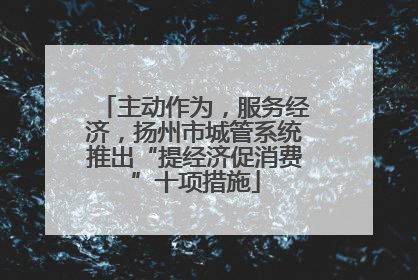 主动作为，服务经济，扬州市城管系统推出“提经济促消费”十项措施