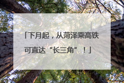 下月起，从菏泽乘高铁可直达“长三角”！