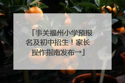 事关福州小学预报名及初中招生！家长操作指南发布→