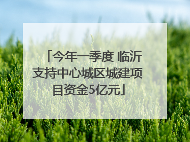 今年一季度 临沂支持中心城区城建项目资金5亿元