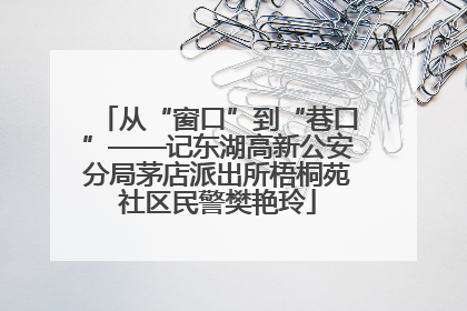 从“窗口”到“巷口”——记东湖高新公安分局茅店派出所梧桐苑社区民警樊艳玲