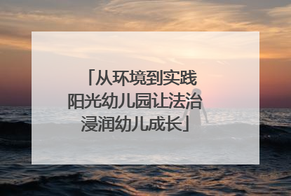 从环境到实践 阳光幼儿园让法治浸润幼儿成长
