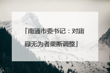 南通市委书记：对庸碌无为者果断调整