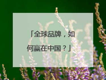 全球品牌，如何赢在中国？