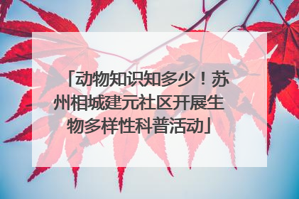 动物知识知多少！苏州相城建元社区开展生物多样性科普活动