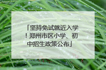 坚持免试就近入学！郑州市区小学、初中招生政策公布