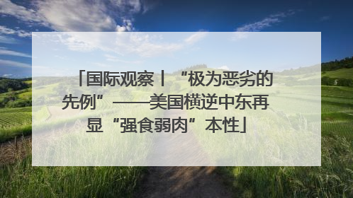 国际观察丨“极为恶劣的先例”——美国横逆中东再显“强食弱肉”本性