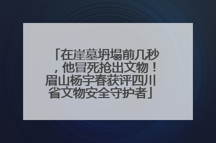 在崖墓坍塌前几秒，他冒死抢出文物！眉山杨宇春获评四川省文物安全守护者