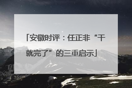 安徽时评：任正非“干就完了”的三重启示