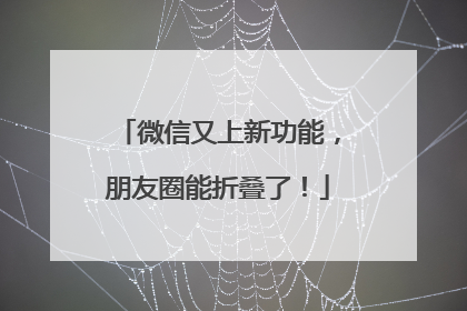 微信又上新功能，朋友圈能折叠了！