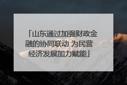 山东通过加强财政金融的协同联动 为民营经济发展加力赋能