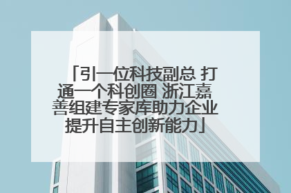 引一位科技副总 打通一个科创圈 浙江嘉善组建专家库助力企业提升自主创新能力