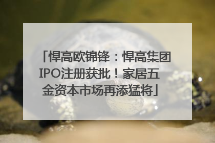 悍高欧锦锋：悍高集团IPO注册获批！家居五金资本市场再添猛将