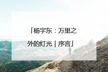 杨宇东：万里之外的灯光｜序言
