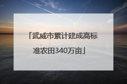 武威市累计建成高标准农田340万亩