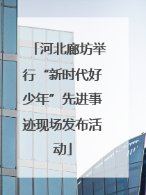 河北廊坊举行“新时代好少年”先进事迹现场发布活动