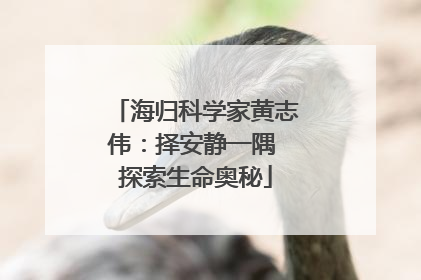 海归科学家黄志伟：择安静一隅 探索生命奥秘