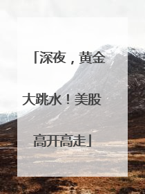 深夜，黄金大跳水！美股高开高走