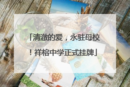 清澈的爱，永驻母校！祥榕中学正式挂牌