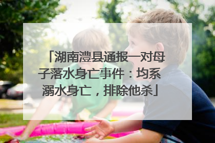 湖南澧县通报一对母子落水身亡事件：均系溺水身亡，排除他杀