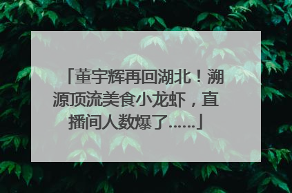 董宇辉再回湖北！溯源顶流美食小龙虾，直播间人数爆了……