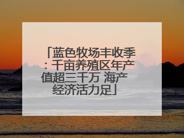 蓝色牧场丰收季：千亩养殖区年产值超三千万 海产经济活力足