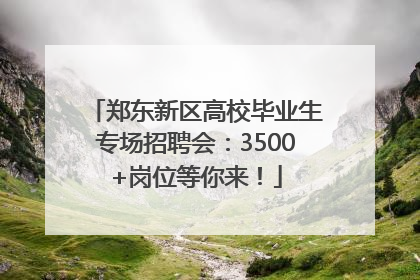 郑东新区高校毕业生专场招聘会：3500+岗位等你来！