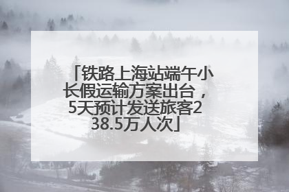 铁路上海站端午小长假运输方案出台，5天预计发送旅客238.5万人次