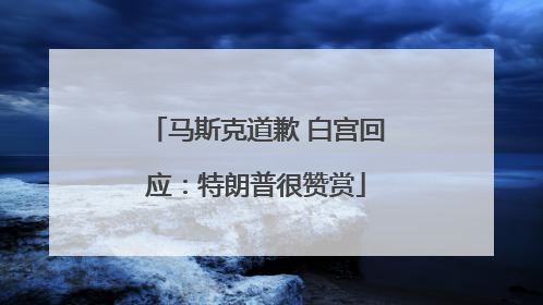 马斯克道歉 白宫回应：特朗普很赞赏