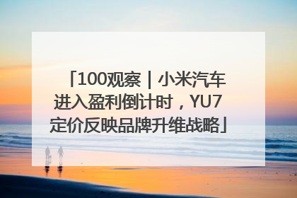 100观察｜小米汽车进入盈利倒计时，YU7定价反映品牌升维战略