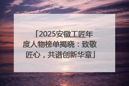 2025安徽工匠年度人物榜单揭晓：致敬匠心，共谱创新华章